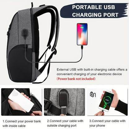 Durable Anti-Theft Laptop Backpack - Water-Resistant, Large Capacity, Adjustable Straps for Business and College