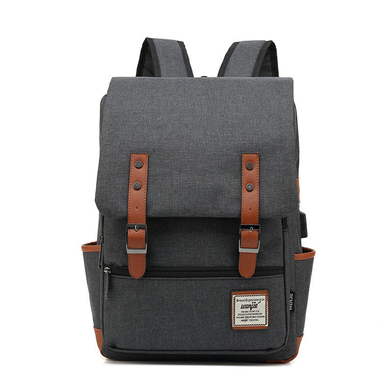 FLOWERSVERSE Foreign Trade New USB Personality Retro Men's and Women's Outdoor Canvas Large Travel Backpack Fashion Backpack Wholesale One Piece