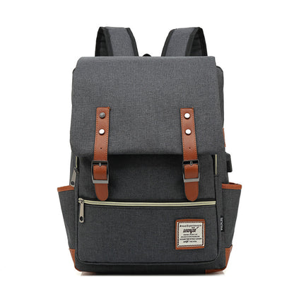FLOWERSVERSE Foreign Trade New USB Personality Retro Men's and Women's Outdoor Canvas Large Travel Backpack Fashion Backpack Wholesale One Piece