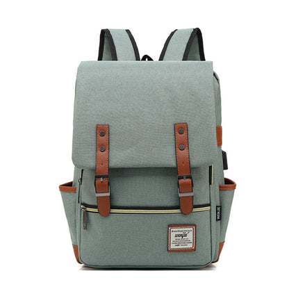 FLOWERSVERSE Foreign Trade New USB Personality Retro Men's and Women's Outdoor Canvas Large Travel Backpack Fashion Backpack Wholesale One Piece