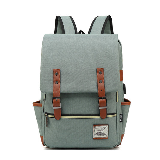 FLOWERSVERSE Foreign Trade New USB Personality Retro Men's and Women's Outdoor Canvas Large Travel Backpack Fashion Backpack Wholesale One Piece