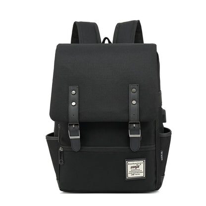 FLOWERSVERSE Foreign Trade New USB Personality Retro Men's and Women's Outdoor Canvas Large Travel Backpack Fashion Backpack Wholesale One Piece