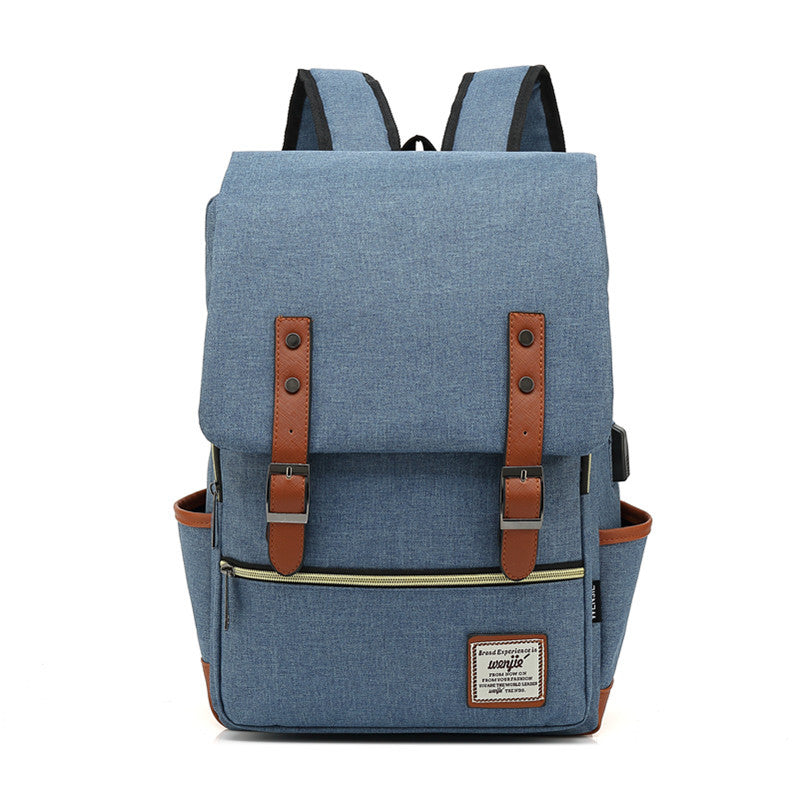 FLOWERSVERSE Foreign Trade New USB Personality Retro Men's and Women's Outdoor Canvas Large Travel Backpack Fashion Backpack Wholesale One Piece