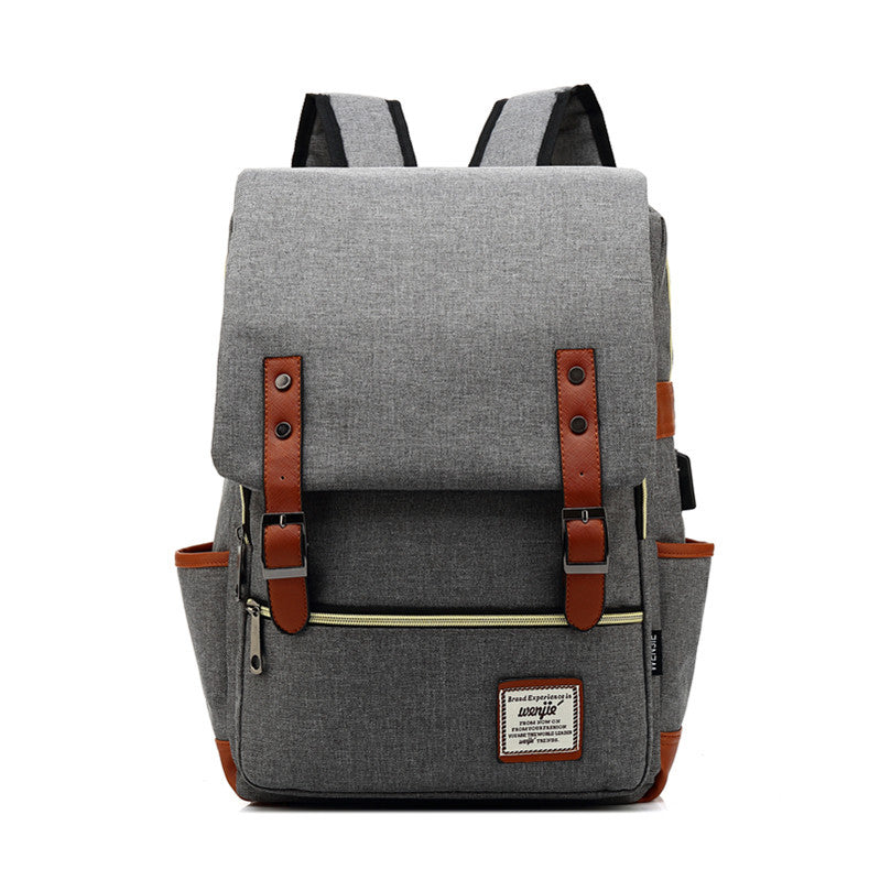 FLOWERSVERSE Foreign Trade New USB Personality Retro Men's and Women's Outdoor Canvas Large Travel Backpack Fashion Backpack Wholesale One Piece