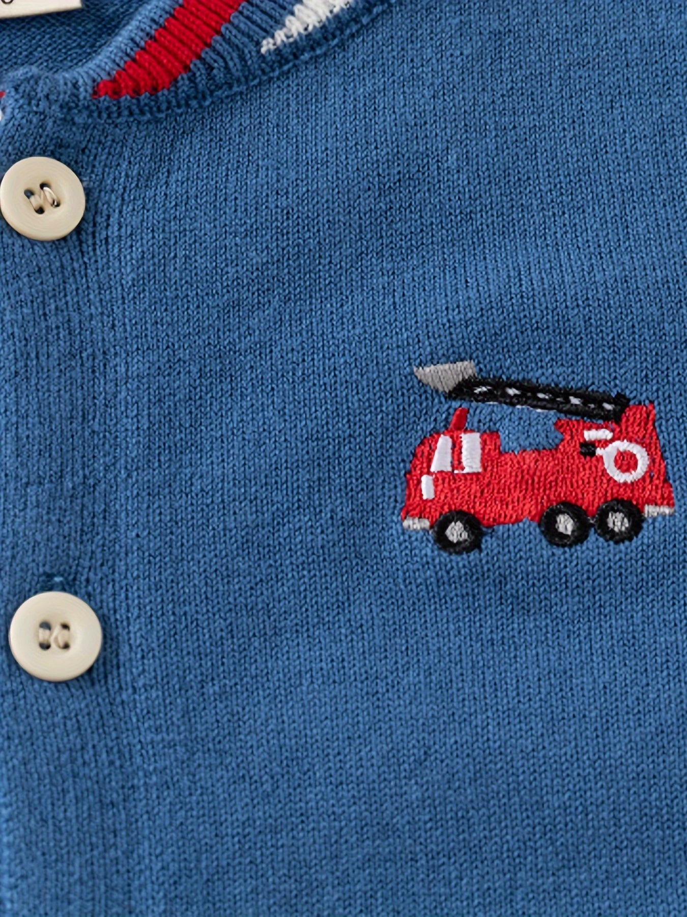 Boys And Girls Cotton Knit Cardigan, Casual Preppy Style Sweater With Cute Embroidery, Comfortable Knit Outerwear For Spring/Autumn