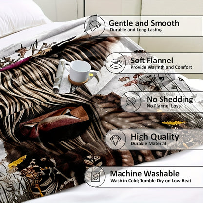 1pc Highland Cow Print Flannel Blanket - Luxuriously Soft & Cozy Warm, Versatile Nap & Couch Throw for All Seasons - Perfect Travel Companion & Gift Idea with Eye-catching Design