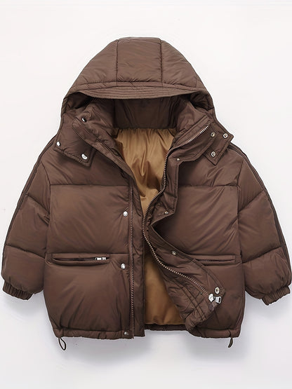 Boys' Deluxe Down Jacket Snow Suits - Soft, Warm, Zip-Up Hooded Winter Overcoat with Spacious Pockets, Reflective Strips for Enhanced Visibility, Perfect for Outdoor Play, Cold Weather Activities, and School Days