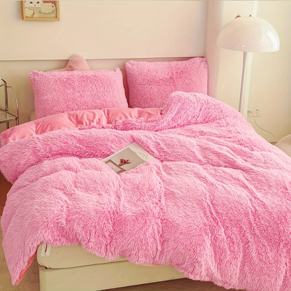 3-Piece Plush Velvet Duvet Cover Set - Soft, Comfortable, Warm, and Cozy Bedding for Autumn and Winter - Ideal for Bedroom and Guest Room, Without Core