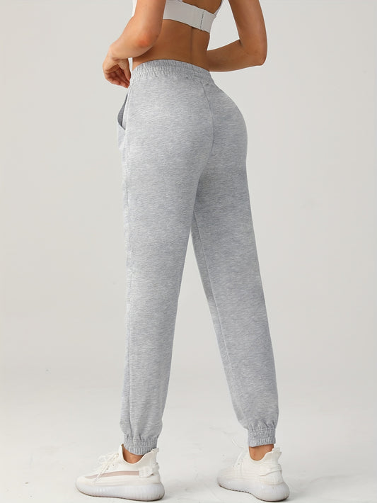 Cozy Drawstring Joggers For Women - Casual Polyester Sweatpants With Pockets, Perfect For Fall & Winter Outdoor Activities