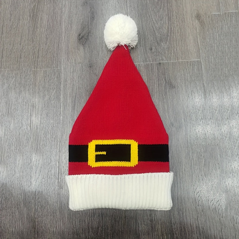 Classic Santa Claus Cartoon Knit Beanie - Soft, Breathable, Elastic Cotton Skull Cap for Women - Autumn & Winter Fashion Accessory