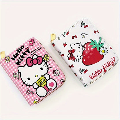 Adorable Hello Kitty PU Leather Coin Purse Wallet - Secure Zipper & Card Organizer - Stylish Key Holder for Effortless Everyday Style