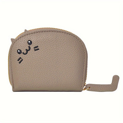 Cartoon Cat shaped design Wallet, Women's Multi-card slots Holder (4.13''x3.35''/10.5cm*8.5cm), Cute Fashion Faux Leather Coin Purse