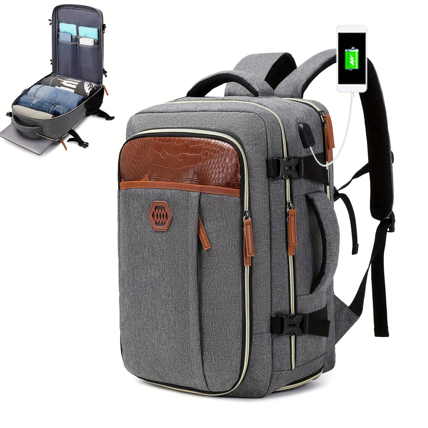 Luxury Travel Backpack -  Large Capacity, TSA-Approved, Waterproof, with Independent Shoe Grid and USB Charging Port - Perfect for Outdoor Adventures and Business Trips