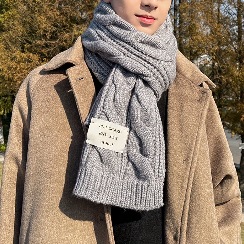 1pc Unisex Autumn And Winter Long Solid Color Knitted Warm Scarf