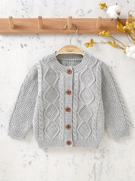Cozy Knit Cardigan Sweater - Soft Solid Color, Single Breasted, Long Sleeve, Winter Warmth, Toddler Friendly, Unisex Design for Boys and Girls, Perfect for Casual Daily Wear or Special Occasions