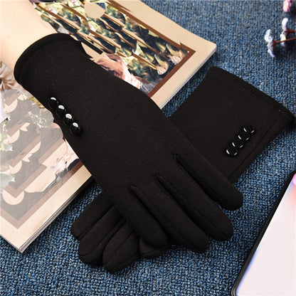 Four Breasted Monochrome Gloves Stylish Thick Warm Split Finger Gloves Autumn Winter Coldproof Ski Gloves