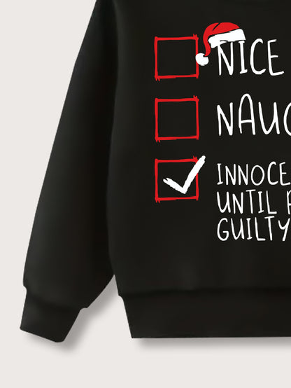 Boys Cozy Crew Neck Slogan Print Fleece Sweatshirt - Soft, Lightweight, Comfy, and Warm for Fall and Winter - Machine Washable, Polyester Fabric, Long Sleeve, Random Print, and Regular Fit