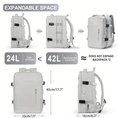 Stylish & Durable Large Capacity USB Charging Backpack - Multi-pocket Laptop Compartment, Solid Color Design, Perfect for On-the-go Charging, Versatile for Work, Travel & Commuting