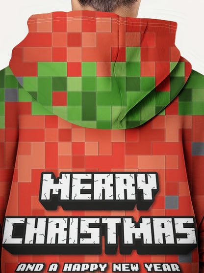 3D Print Boys Hoodie, Stay Stylish and Cozy Merry Christmas Building Blocks Sweatshirt for Little Fashionista - Perfect Essential for Spring, Fall, and Winter