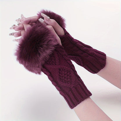 Cozy Argyle Fingerless Gloves for Women - Soft Acrylic Knit Fabric, Hand Wash Only, Stylish Winter Accessories for Cold Weather - Perfect for Outdoor Activities!
