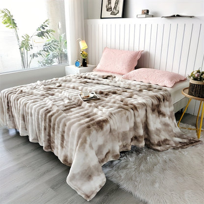 Ultra-Soft Faux Rabbit Fur Throw Blanket - Tie-Dye Plush, Warm & Cozy For All Seasons, Reversible, Machine Washable - Perfect For Sofa, Bed, Living Room