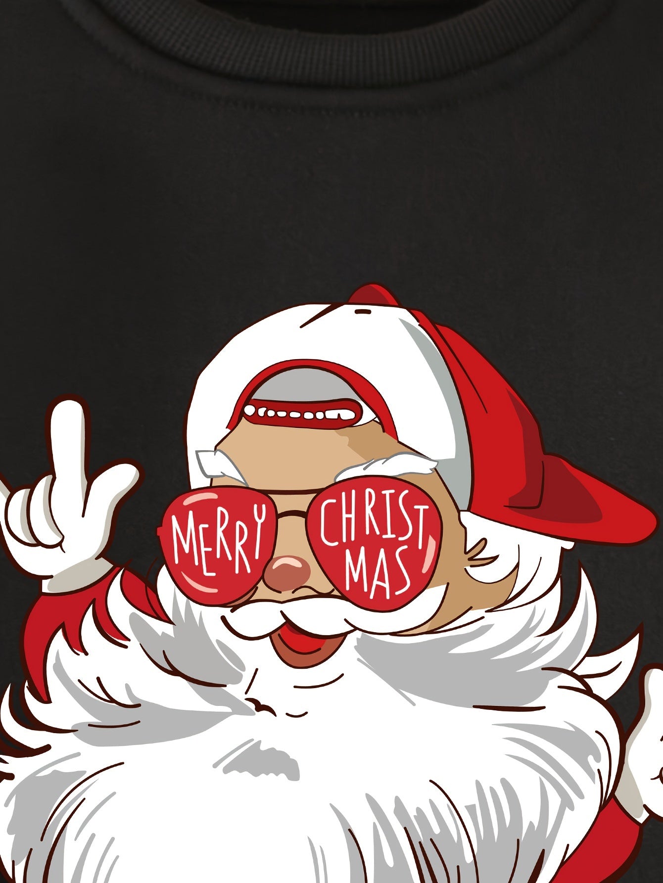 Merry Christmas Santa Claus Print Boys' Fleece-Lined Sweatshirt - Cozy & Stylish for Fall/Winter, Machine Washable