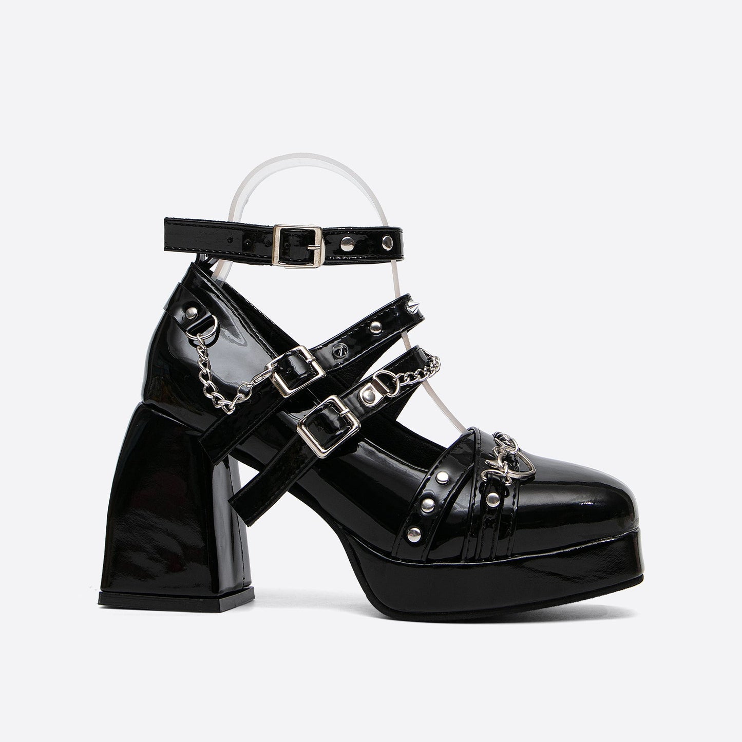 flowersverse - Women Metal Chain Rivets Mary Janes