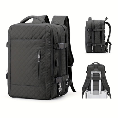 Stylish & Durable Large Capacity USB Charging Backpack - Multi-pocket Laptop Compartment, Solid Color Design, Perfect for On-the-go Charging, Versatile for Work, Travel & Commuting