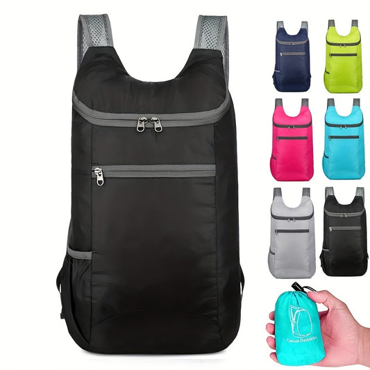 8in Lightweight and Durable Polyester Blend Portable Sports Backpack - Water-Resistant, Solid Color, Zipper Closure, Perfect for Universal Outdoor Camping, Hiking, Travel and Daily Commute - Normal Waterproof and Easy to Clean