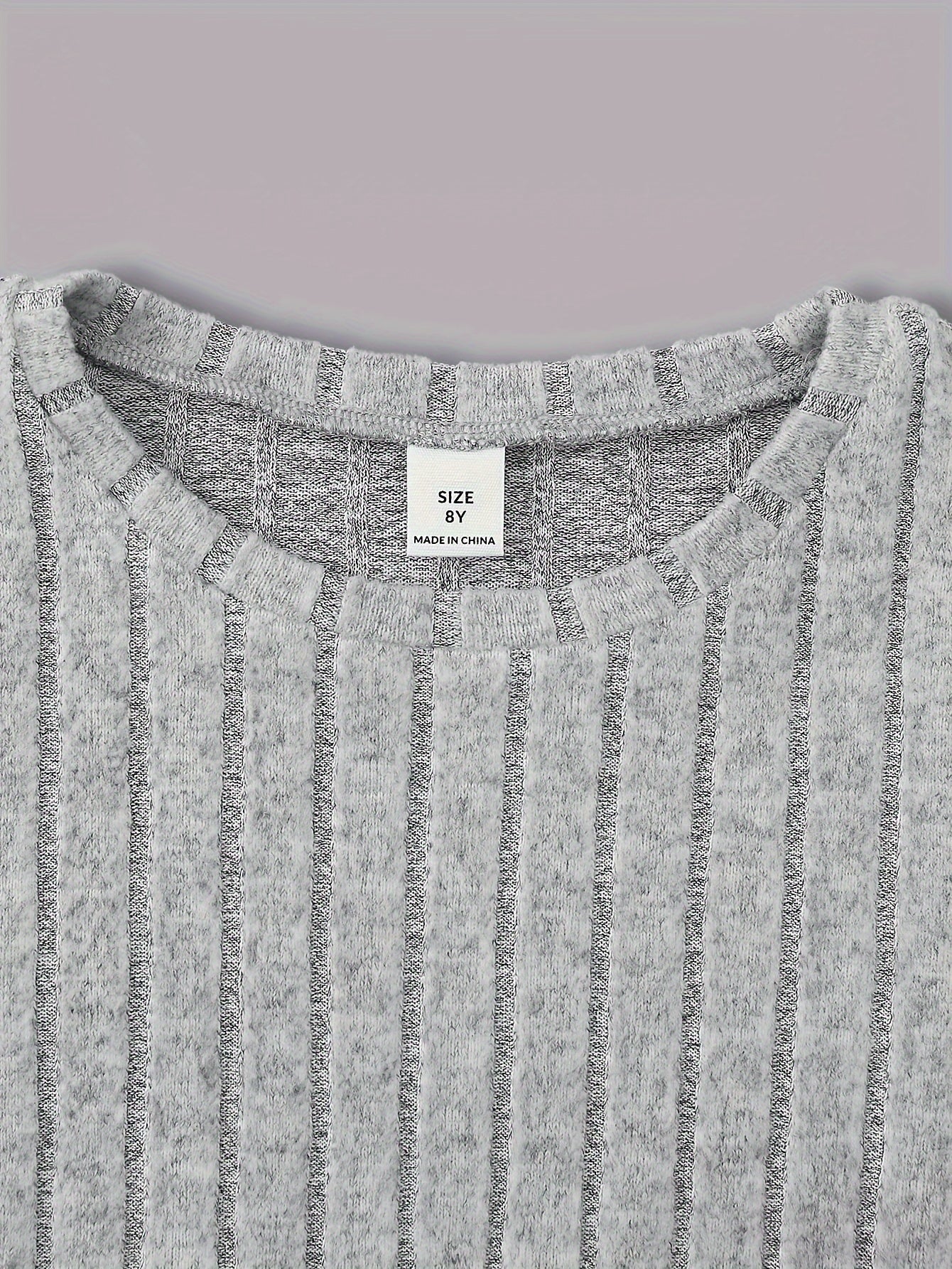 Boys Ribbed Crew Neck Pullover Top - Soft Slight Stretch Polyester, Long Sleeve, Regular Fit, Easy Care - Perfect for Spring, Fall, Winter, and As a Gift