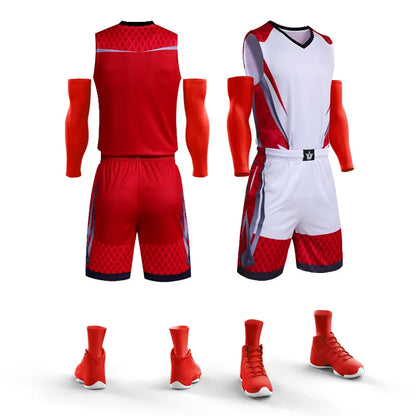 New DIY Kids Men Team Basketball Jersey Set Blank Women Sport Tracksuit Breathable Pocket Basketball Jerseys Uniforms Customized