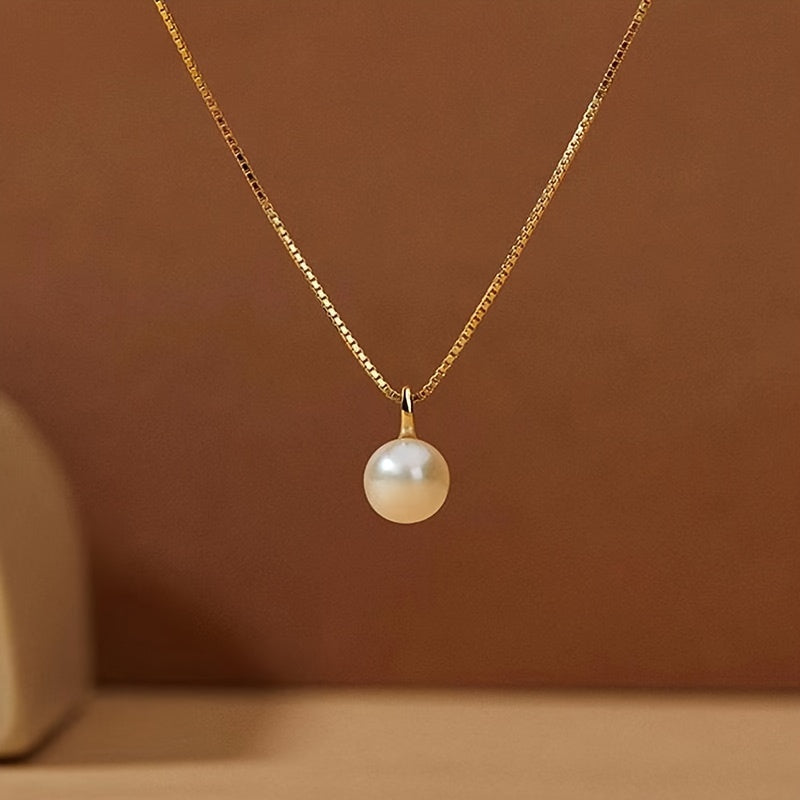 Freshwater Pearl Pendant Necklace, Elegance Plated Chain For Daily Wear And Special Occasions, Perfect Holiday Gifts For Women, Chic And Sexy Style Jewelry With Gift Box