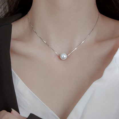 Elegant Faux Pearl Decor Necklace Slivery Clavicle Chain Light Luxury Necklace Accessories For Women