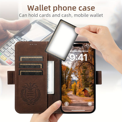 iPhone 12/13/14/15 Plus Pro Max Compatible - Premium Faux Leather Wireless Charging Magnetic Clamshell Phone Holster Wallet with Strong Magnetic Buckle and Card Slots - SUTENI Brand