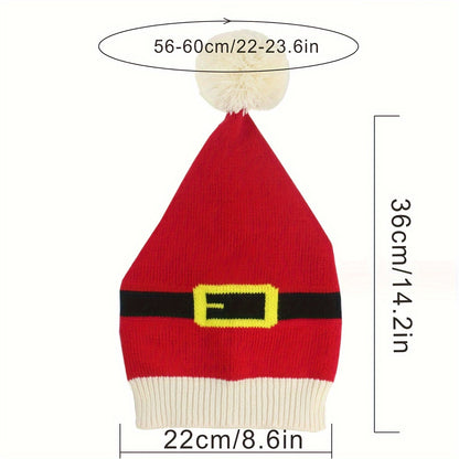 Classic Santa Claus Cartoon Knit Beanie - Soft, Breathable, Elastic Cotton Skull Cap for Women - Autumn & Winter Fashion Accessory