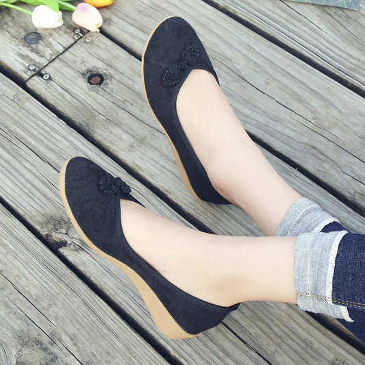 flowersverseSpring and Autumn Flower Weaving Ethnic Style Retro Shoes Old Beijing Cloth Shoes Cotton Linen round Toe Solid Color Women's Shoes