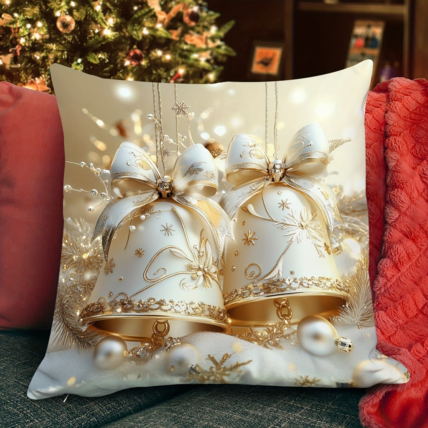 4PCS Christmas Holiday Decorative Throw Pillow Covers, Velvet Printed Swan Design, Luxury Golden Comfort Soft Cushion Cases, Festive Single-Sided Print, Zippered, Machine Washable for Living Room, Bedroom, Sofa – 100% Polyester
