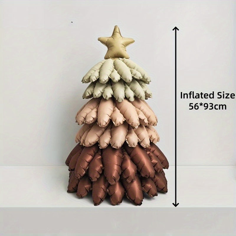 Aluminum Film Christmas Tree Balloon Set - Dual Style Festive Decoration, Suitable for Weddings, New Year Celebrations, Christmas Parties & Proms, for Ages 14+ (1 Set, No Electricity Required)