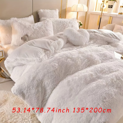 3-Piece Plush Velvet Duvet Cover Set - Soft, Comfortable, Warm, and Cozy Bedding for Autumn and Winter - Ideal for Bedroom and Guest Room, Without Core
