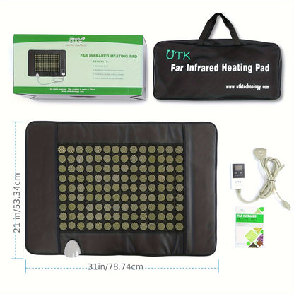 31 By 21 Inches Jade Stone Far Infrared Heating Pad For Back, Abdomen, And Leg Pain Relief With Smart Remote Controller