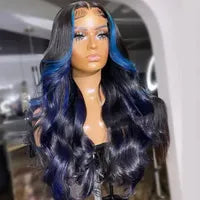 Ash Blonde Highlights 13x4 Lace Front Human Hair for Women Black Roots Ombre Body Wave Synthetic Wig Pre Plucked