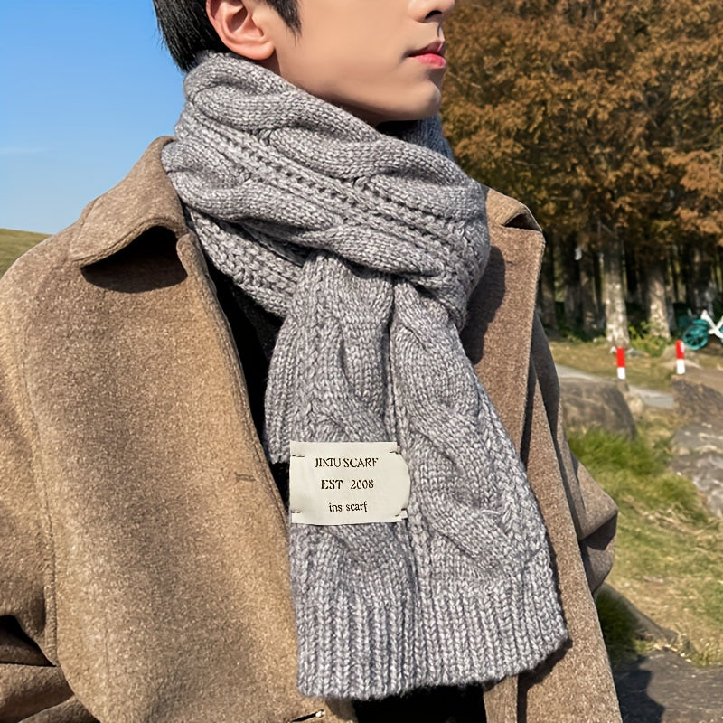 1pc Unisex Autumn And Winter Long Solid Color Knitted Warm Scarf