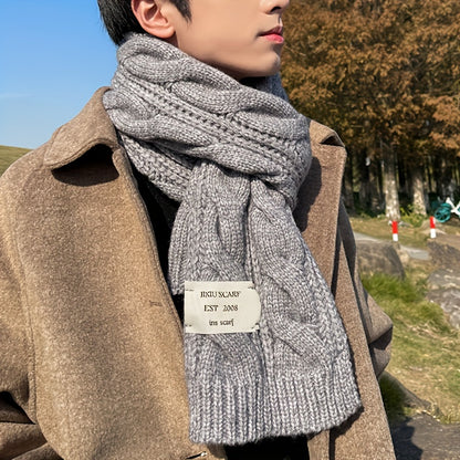 1pc Unisex Autumn And Winter Long Solid Color Knitted Warm Scarf