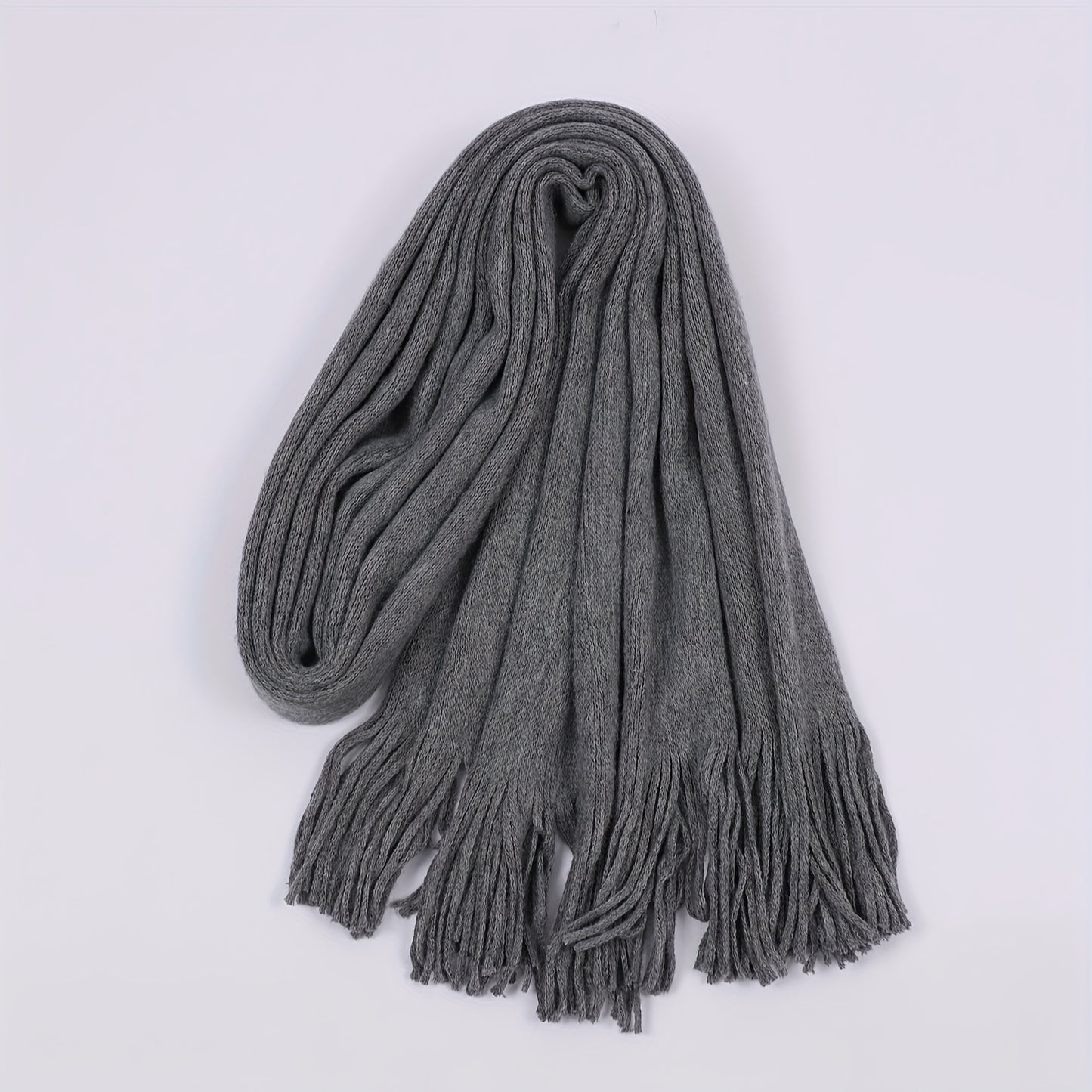 1pc Unisex Fashionable Casual Business Solid Color Tassel Warm Cold-proof Scarf