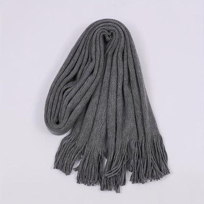 1pc Unisex Fashionable Casual Business Solid Color Tassel Warm Cold-proof Scarf