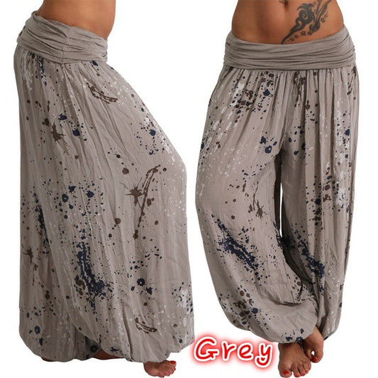 flowersverse Wish  EBay Hot Sale Digital Printing Lace-up Loose Wide-Leg Pants Women's Casual Pants