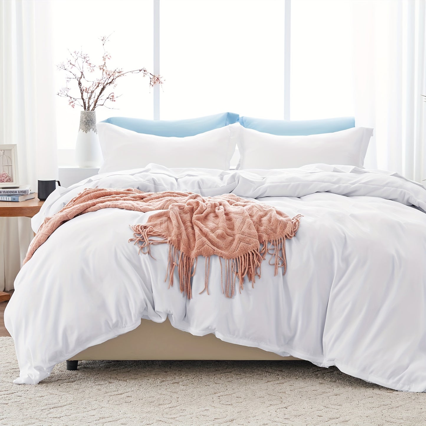 3-Piece Queen Size Ultra Soft Brushed Microfiber Duvet Cover Set - Breathable, Sanded, and Machine Washable - 1 Duvet Cover with Zipper Closure and 2 Pillow Shams, Comforter Not Included