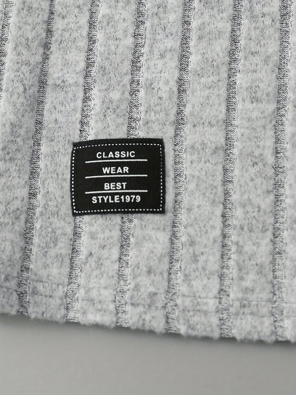 Boys Ribbed Crew Neck Pullover Top - Soft Slight Stretch Polyester, Long Sleeve, Regular Fit, Easy Care - Perfect for Spring, Fall, Winter, and As a Gift