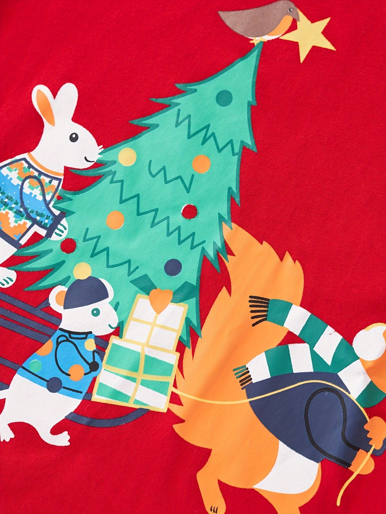 Boy's Cartoon Print Long Sleeve Crew Neck T-shirt - Fun Christmas Tree Design, Kids Casual Holiday Autumn Winter Clothes, Comfortable and Cozy for Boys