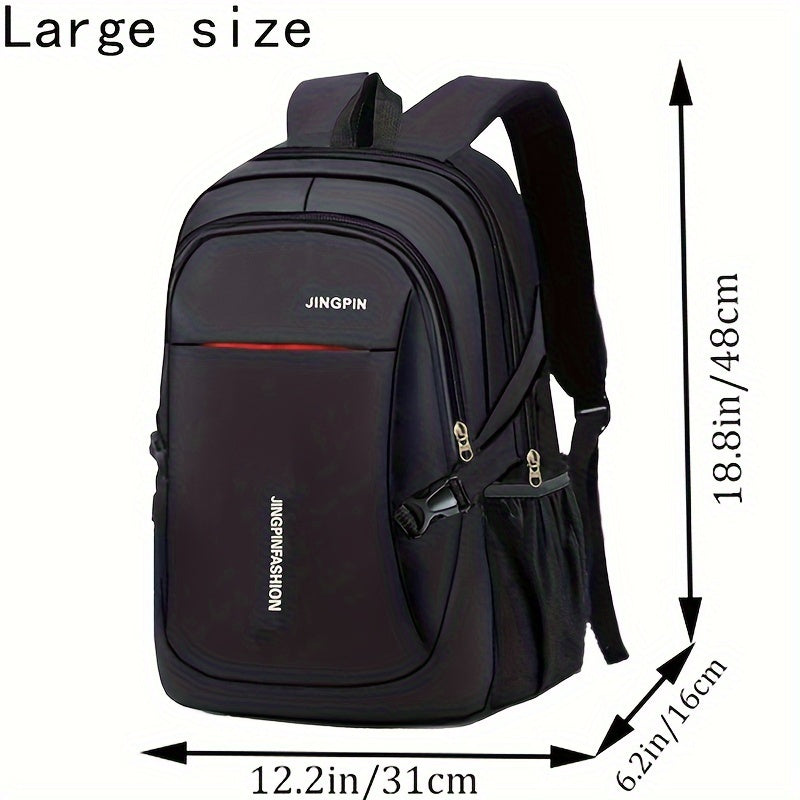 1pc Large Capacity Casual Outdoor Travel Backpack - Durable Nylon Material, Contrast Sequin Details, Lightweight, Adjustable Strap, Polyester Lining, Perfect for Daily Commute and School Use